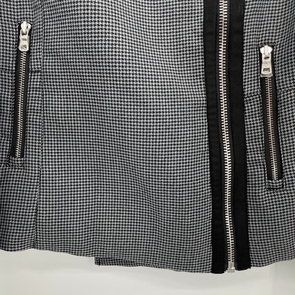 ARMANI EXCHANGE Gray Black Houndstooth Faux Vegan Leather Full Zip Jacket Size L - Picture 3 of 10
